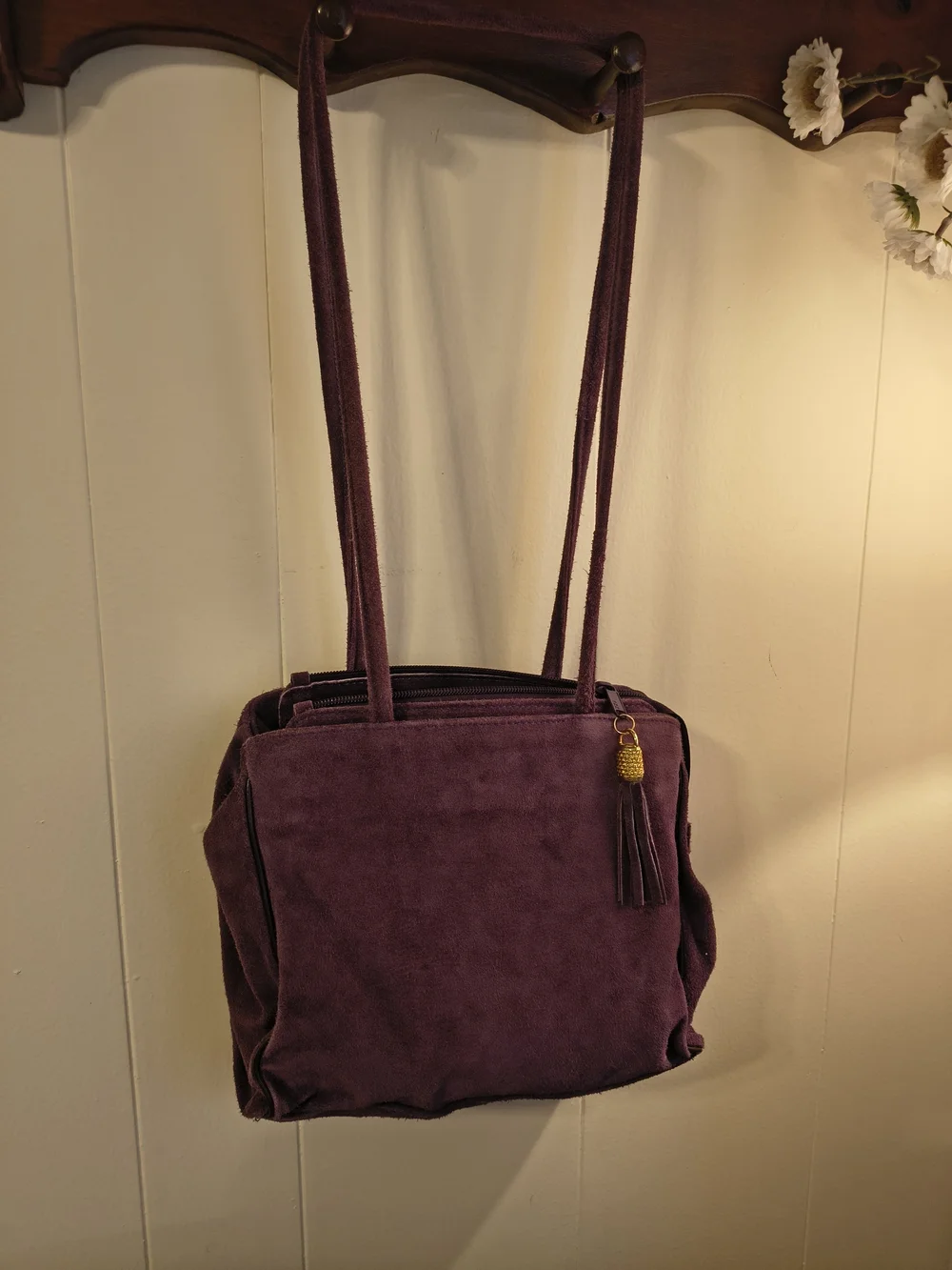 Vintage Amethyst Suede Italian Leather Shoulder Bag - Picture 6 of 6